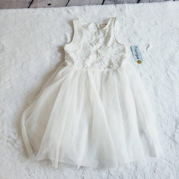 Cat & Jack Girls' Sleeveless Lace Floral Dress 4KIDK-BY - Picture 2 of 4